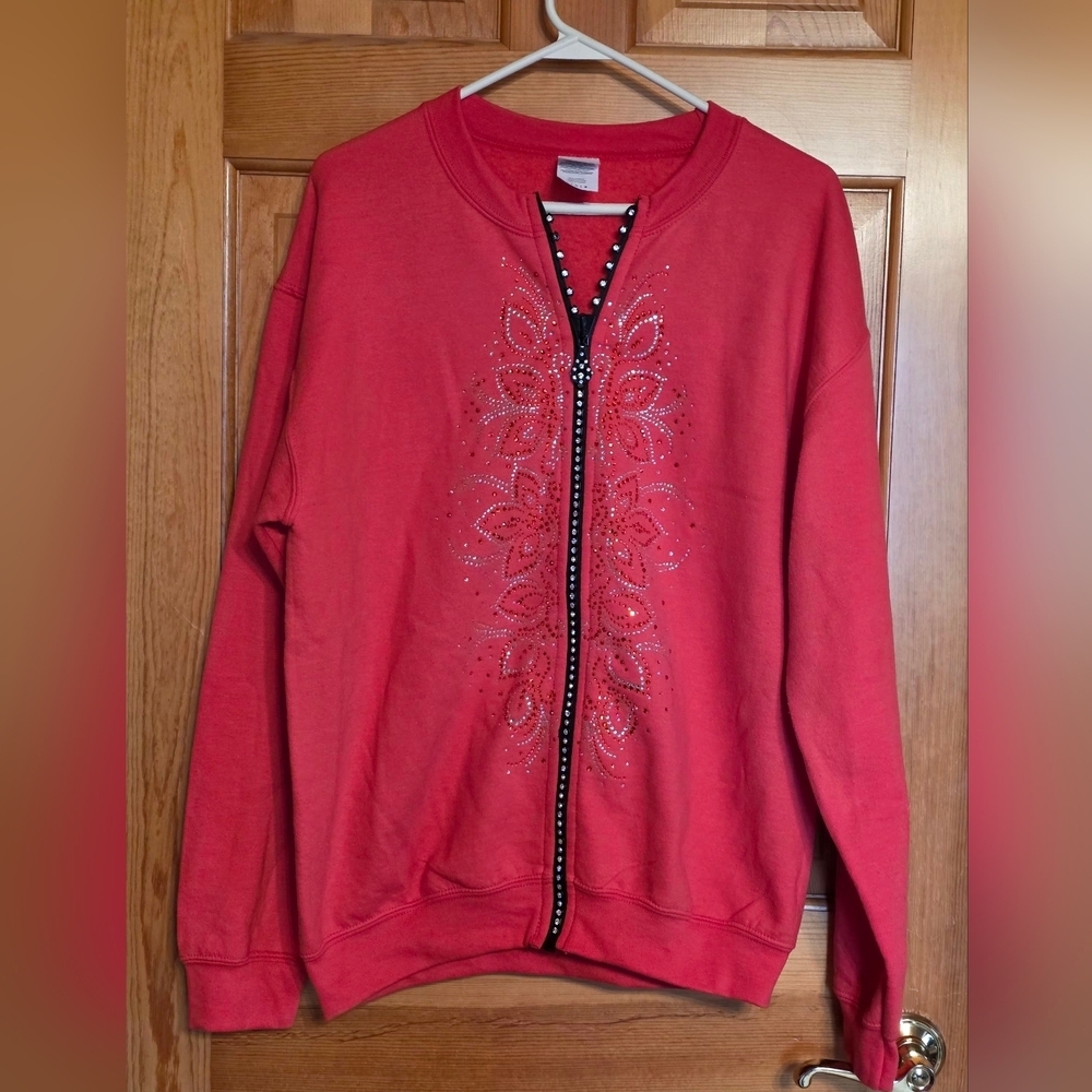 Gildan Hot Pink Zip Hoodie Embellished